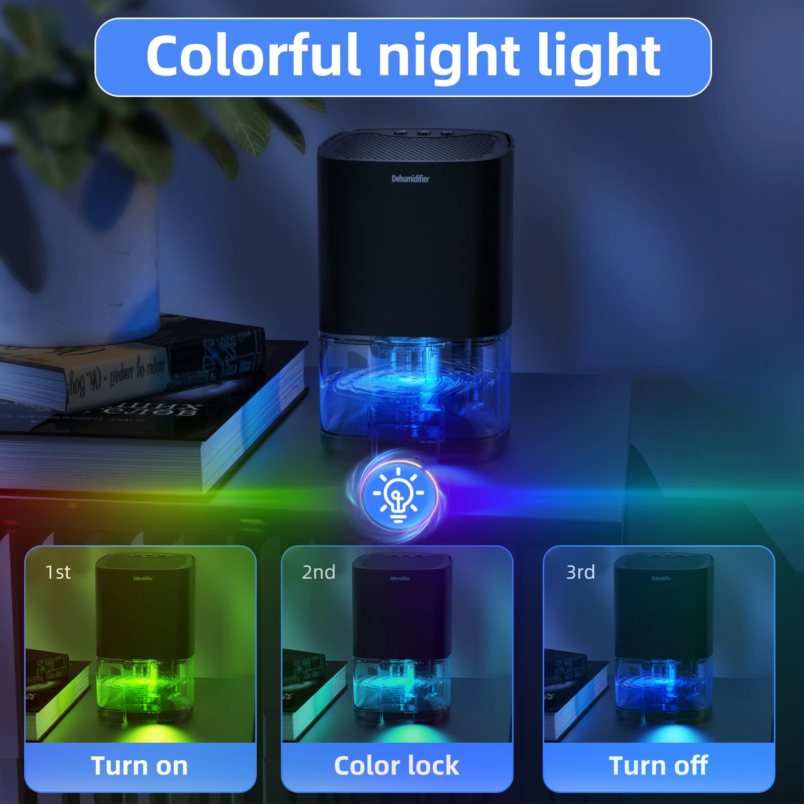 1pc 1000ml Portable Dehumidifier for Home Office and RV Eliminate Damp Mold and Moisture Easy to Use and Energy Efficient